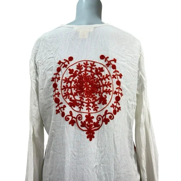 Women's Lucky & Coco‎ Orange Embroidered White Long Sleeve Top - Picture 5 of 9
